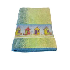 Colorful Resort Collection Beach Towel With Beach Hut Print & Striped Design 55%